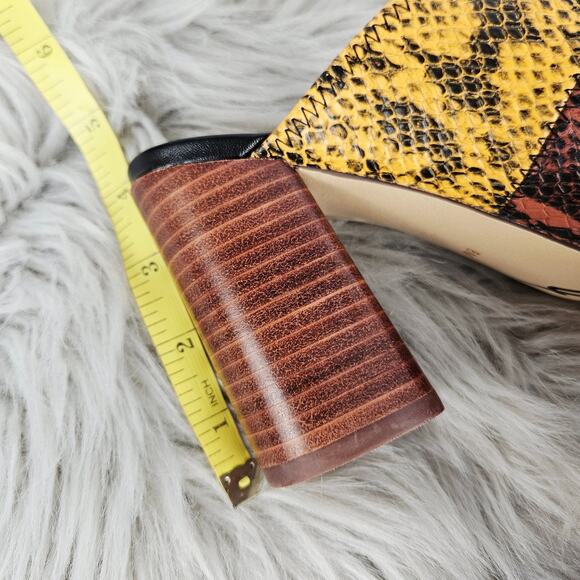 Gibson Latimer Block Heel Mules Snakeskin Print Goat Leather Slip on Size 8M - Picture 10 of 10